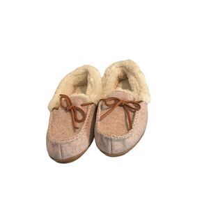 Sonoma Women' Pink Moccasin Style Bow Detail Faux Fur Lining Slippers Size 6/7